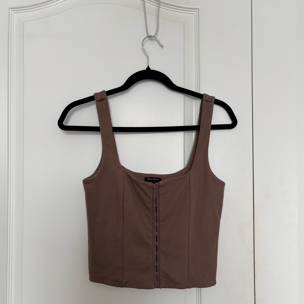 Dynamite Taupe Crop Top
